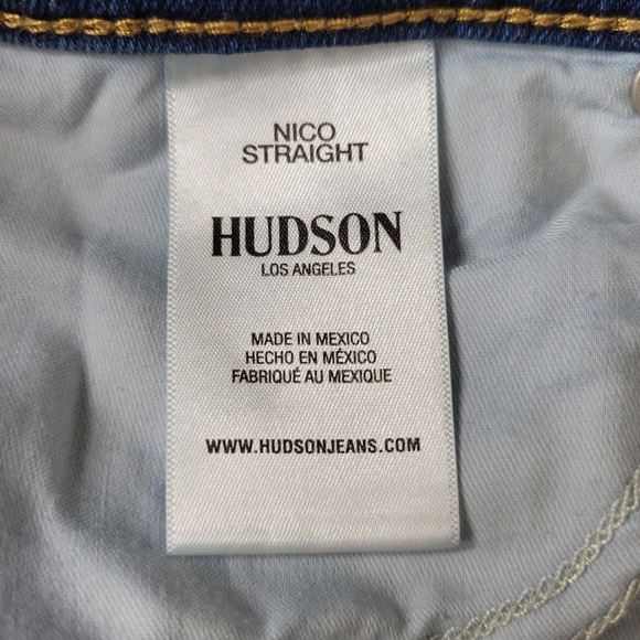 Hudson Jeans Size 31 34X25 Blue Nico Cropped Straight Leg Raw Frayed Hem Stretch - Picture 6 of 12